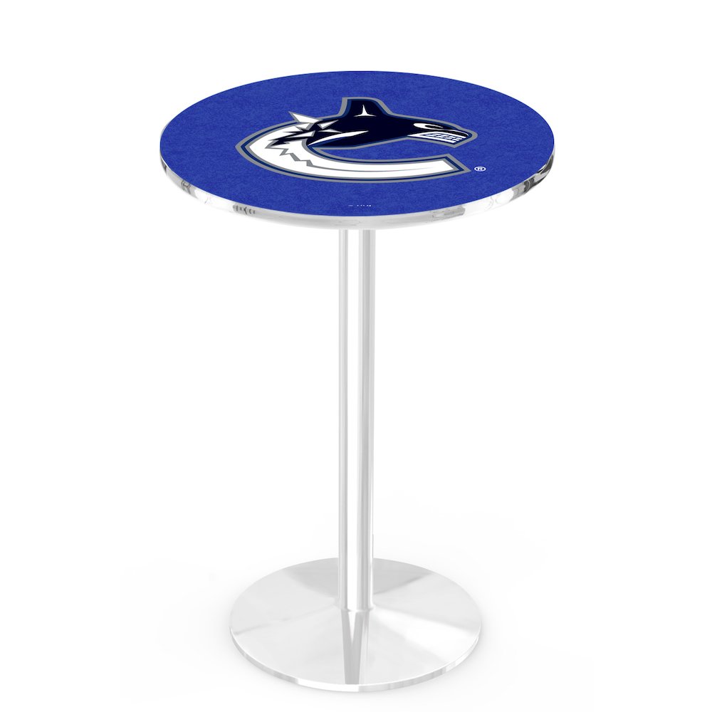 L214 Vancouver Canucks 42" Tall - 36" Top Pub Table with Chrome Finish (3475). Picture 1