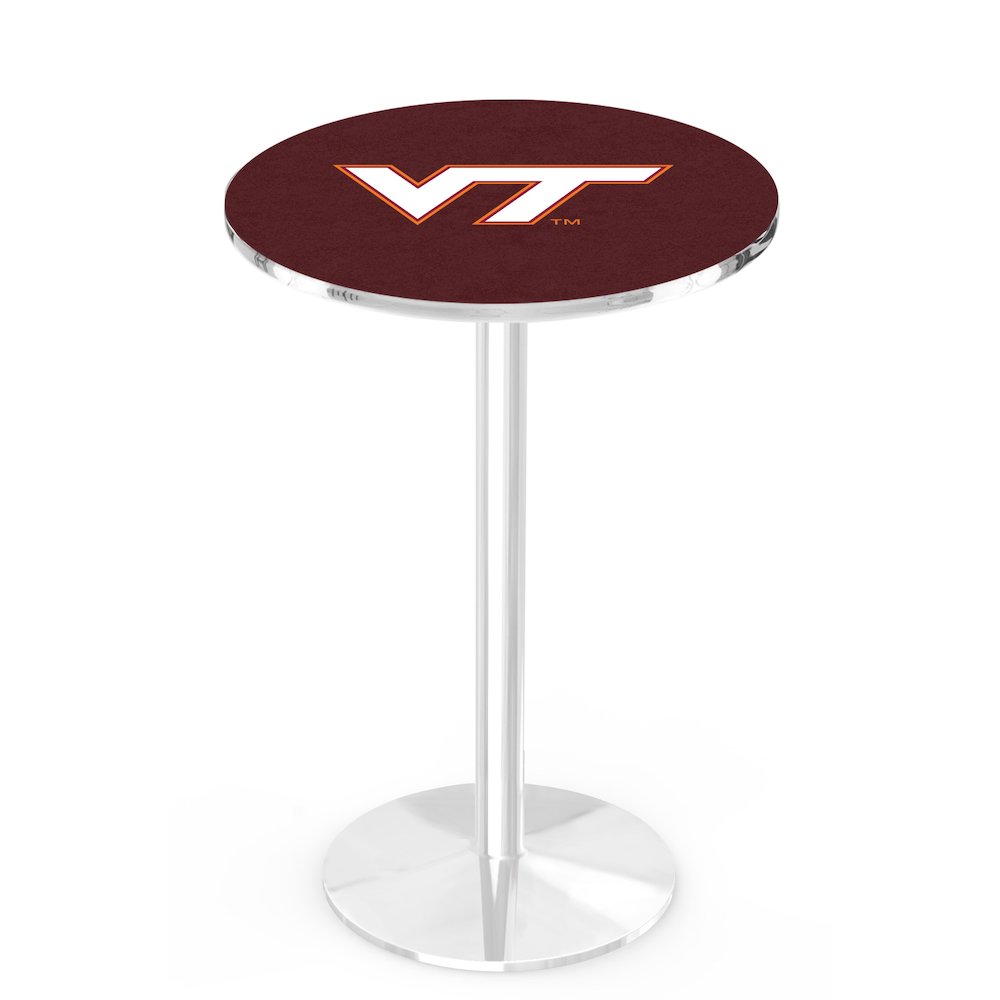 L214 Virginia Tech University 42' Tall - 36' Top Pub Table w/ Chrome Finish. Picture 1
