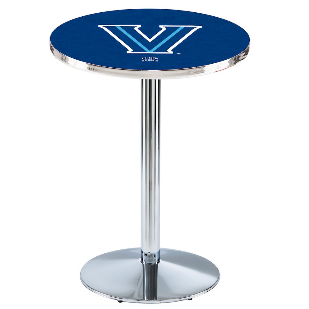 L214 Villanova University 42' Tall - 36' Top Pub Table w/ Chrome Finish. Picture 1