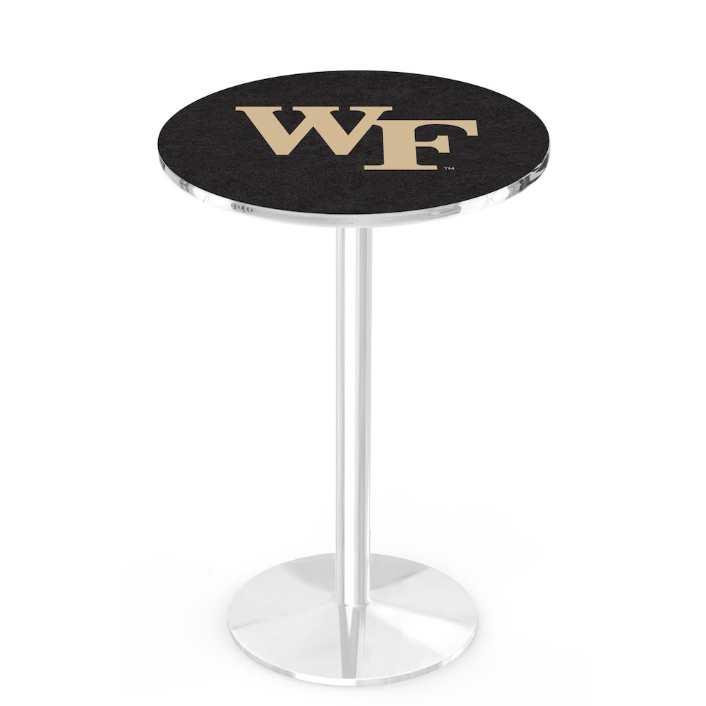 L214 Wake Forest University 42' Tall - 36' Top Pub Table w/ Chrome Finish. Picture 1
