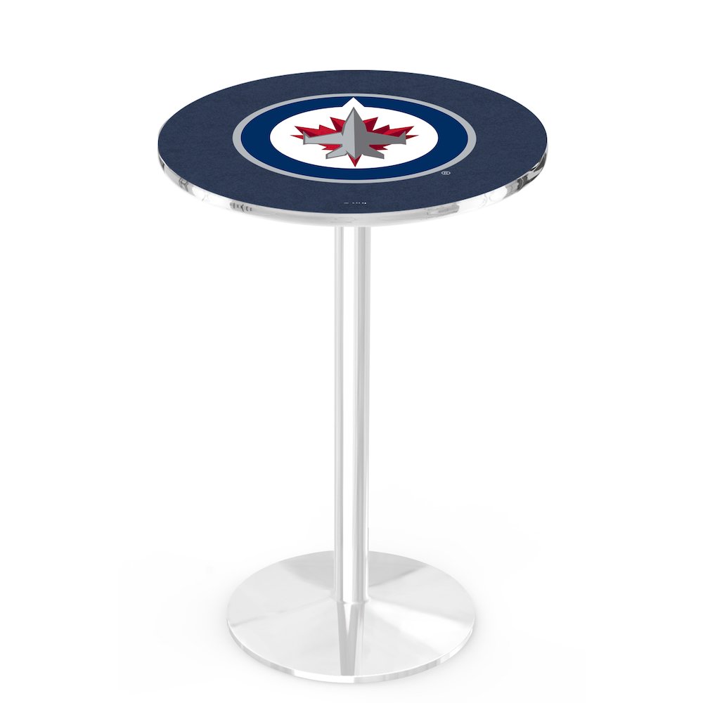 L214 Winnipeg Jets 42' Tall - 36' Top Pub Table w/ Chrome Finish (3611). Picture 1