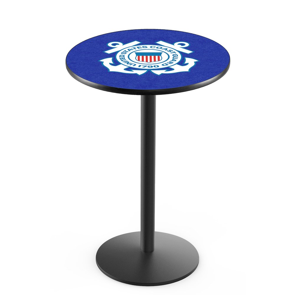 L214 United States Coast Guard 42' Tall - 36' Top Pub Table w/ Black Wrinkle Finish. Picture 1