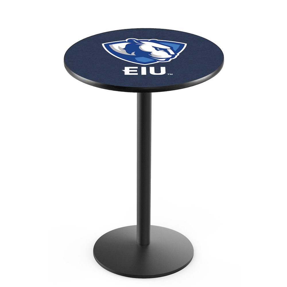 L214 Eastern Illinois University 42' Tall - 36' Top Pub Table w/ Black Wrinkle Finish. Picture 1