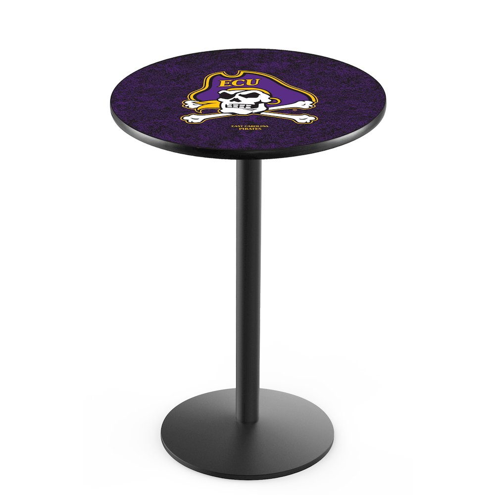L214 East Carolina University 42' Tall - 36' Top Pub Table w/ Black Wrinkle Finish. Picture 1