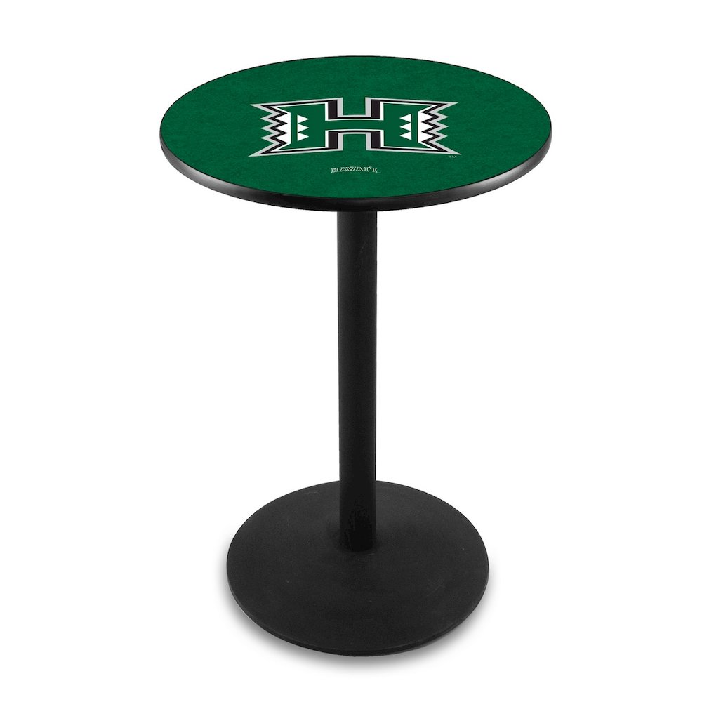 L214 University of Hawaii 42' Tall - 36' Top Pub Table w/ Black Wrinkle Finish. Picture 1
