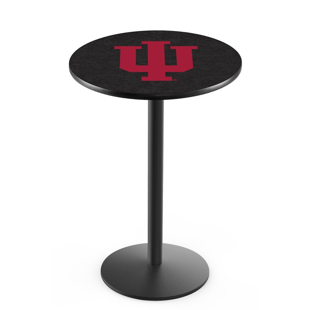 L214 Indiana University 42" Tall - 36" Top Pub Table with Black Wrinkle Finish. Picture 1