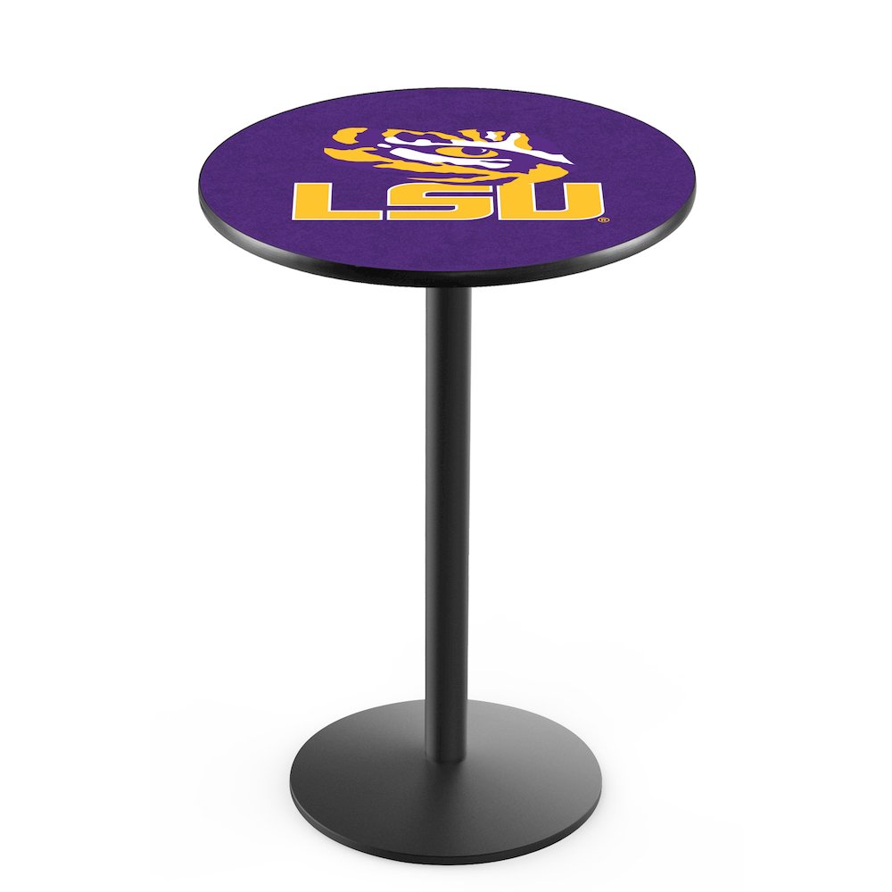 L214 Louisiana State University 42" Tall - 36" Top Pub Table with Black Wrinkle Finish. Picture 1