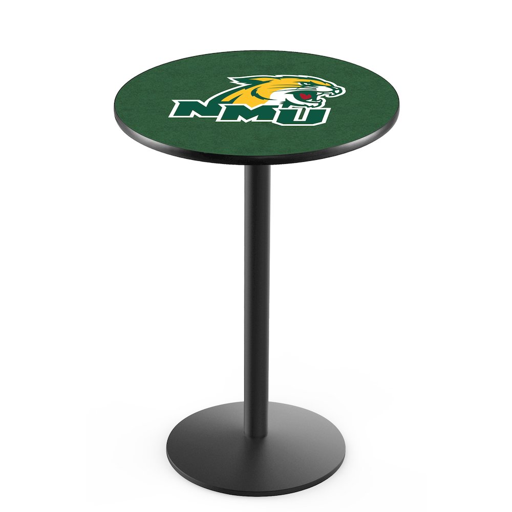 L214 Northern Michigan University 42' Tall - 36' Top Pub Table w/ Black Wrinkle Finish. Picture 1