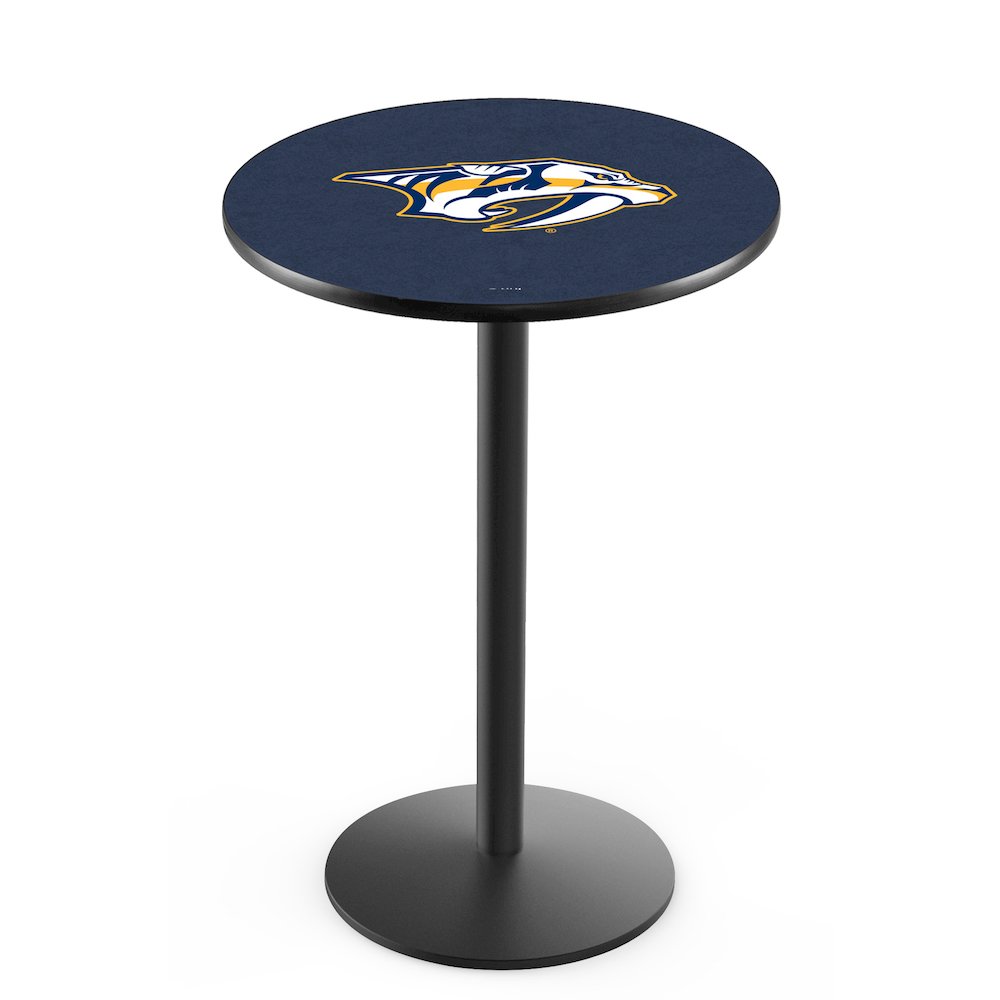 L214 Nashville Predators 42' Tall - 36' Top Pub Table w/ Black Wrinkle Finish (1228). Picture 1