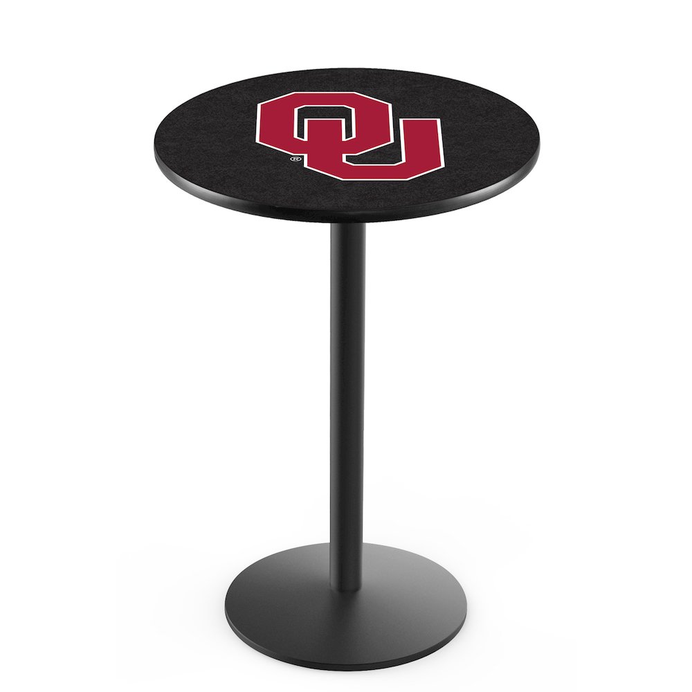 L214 Oklahoma University 42" Tall - 36" Top Pub Table with Black Wrinkle Finish. Picture 1