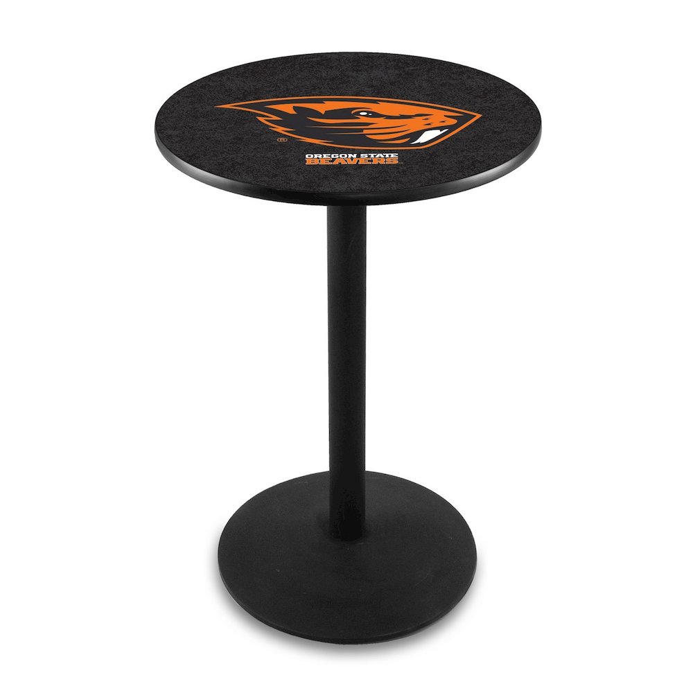 L214 Oregon State University 42" Tall - 36" Top Pub Table with Black Wrinkle Finish. Picture 1