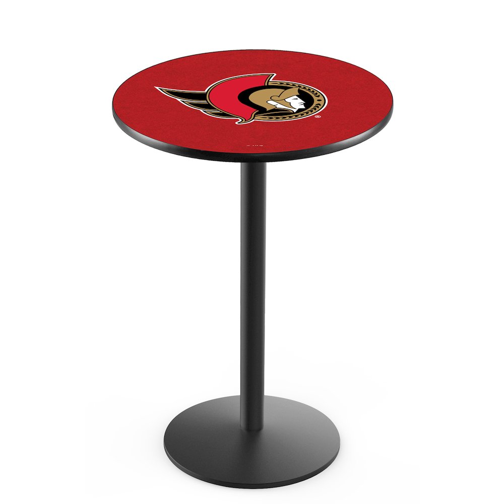 L214 Ottawa Senators 42" Tall - 36" Top Pub Table with Black Wrinkle Finish (1303). Picture 1