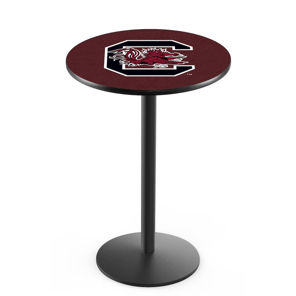 L214 University of South Carolina 42' Tall - 36' Top Pub Table w/ Black Wrinkle Finish. Picture 1