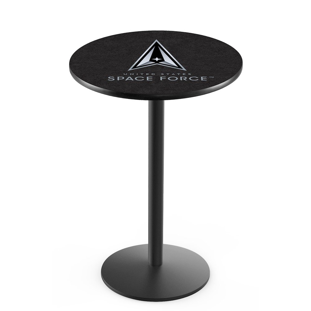United States Space Force 42" Tall - 36" Top Pub Table with Black Wrinkle Finish. Picture 1