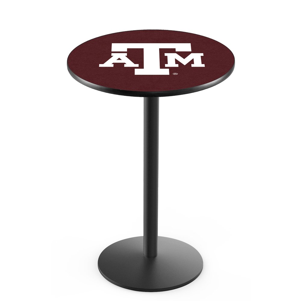 L214 Texas A&M 42" Tall - 36" Top Pub Table with Black Wrinkle Finish. Picture 1
