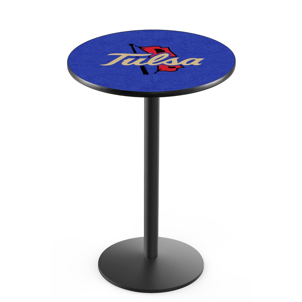 L214 University of Tulsa 42' Tall - 36' Top Pub Table w/ Black Wrinkle Finish. Picture 1