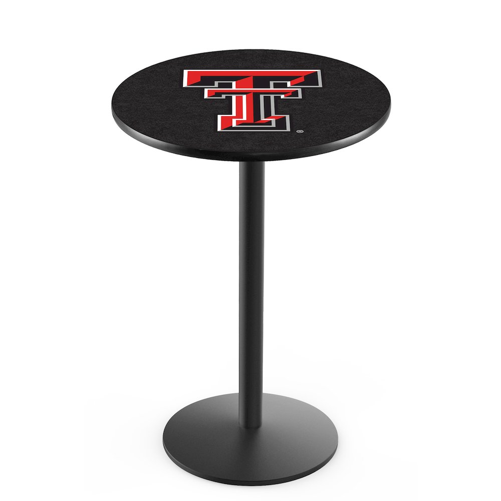 L214 Texas Tech University 42" Tall - 36" Top Pub Table with Black Wrinkle Finish. Picture 1