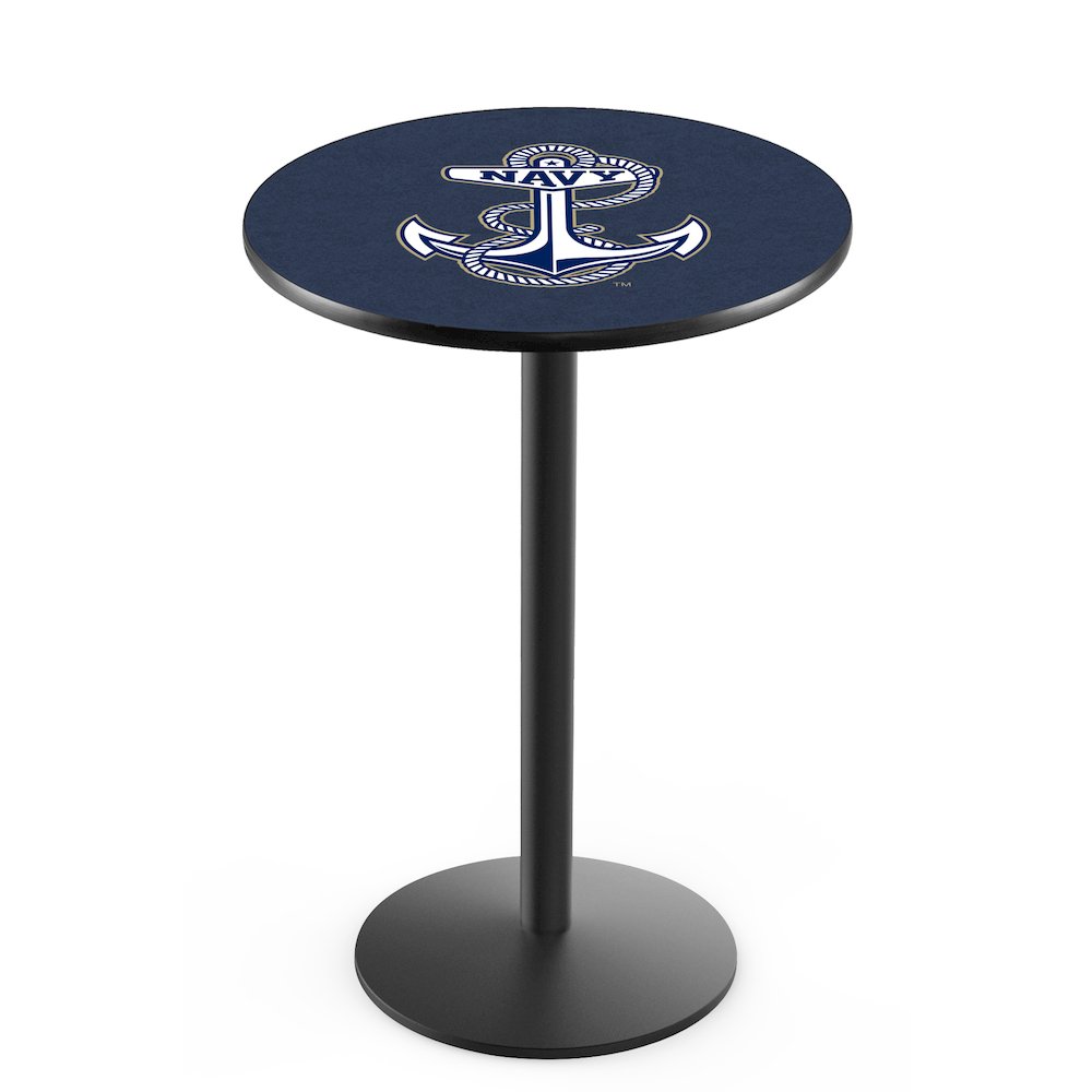 L214 US Naval Academy 42" Tall - 36" Top Pub Table with Black Wrinkle Finish. Picture 1