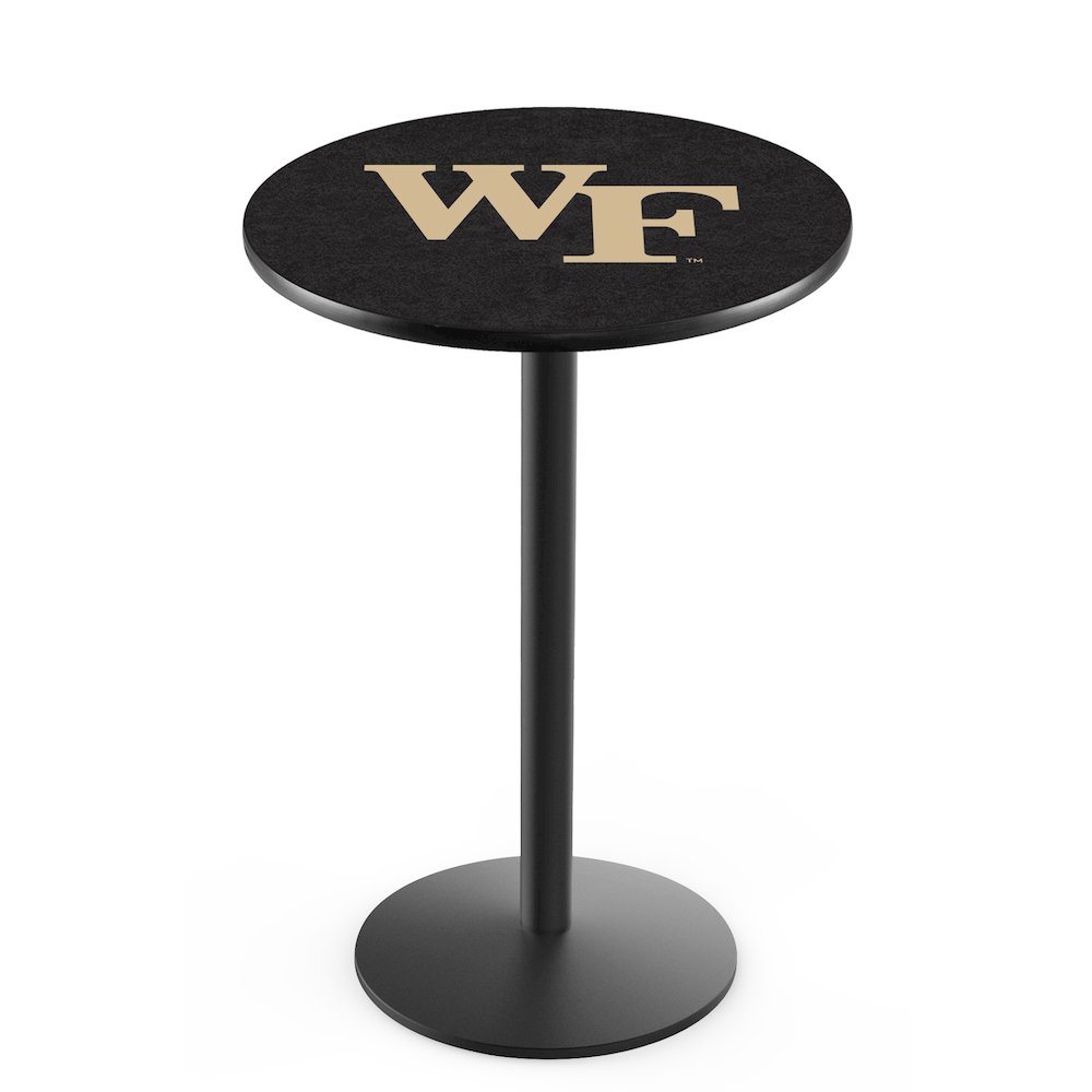 L214 Wake Forest University 42" Tall - 36" Top Pub Table with Black Wrinkle Finish. Picture 1