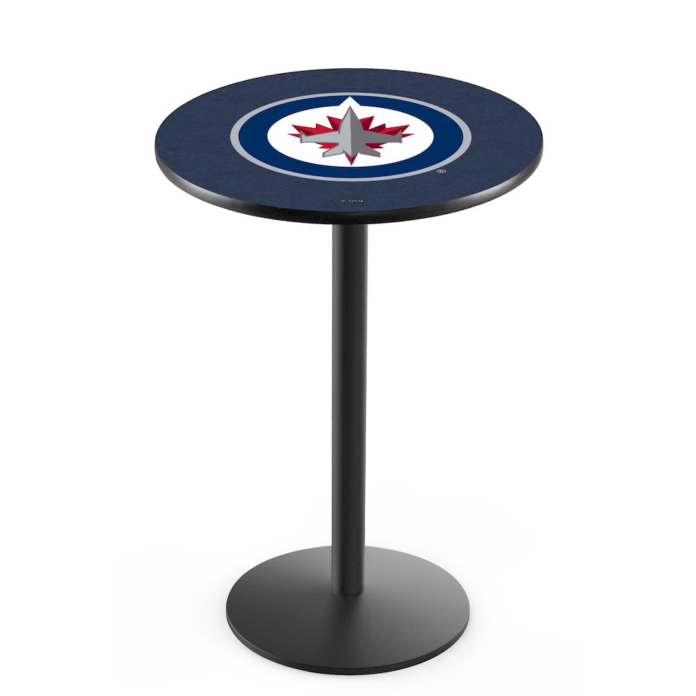 L214 Winnipeg Jets 42' Tall - 36' Top Pub Table w/ Black Wrinkle Finish (1815). Picture 1