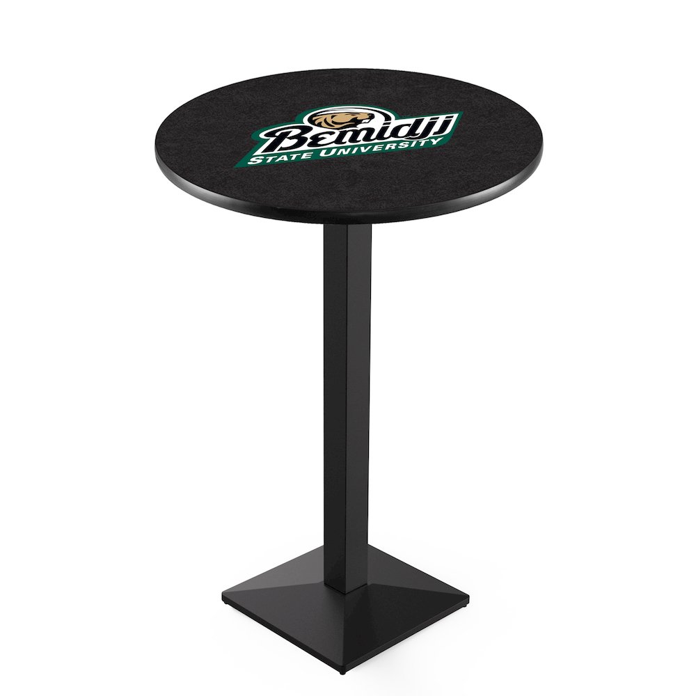 L217 Bemidji State University 42" Tall - 36" Top Pub Table with Black Wrinkle Finish. Picture 1