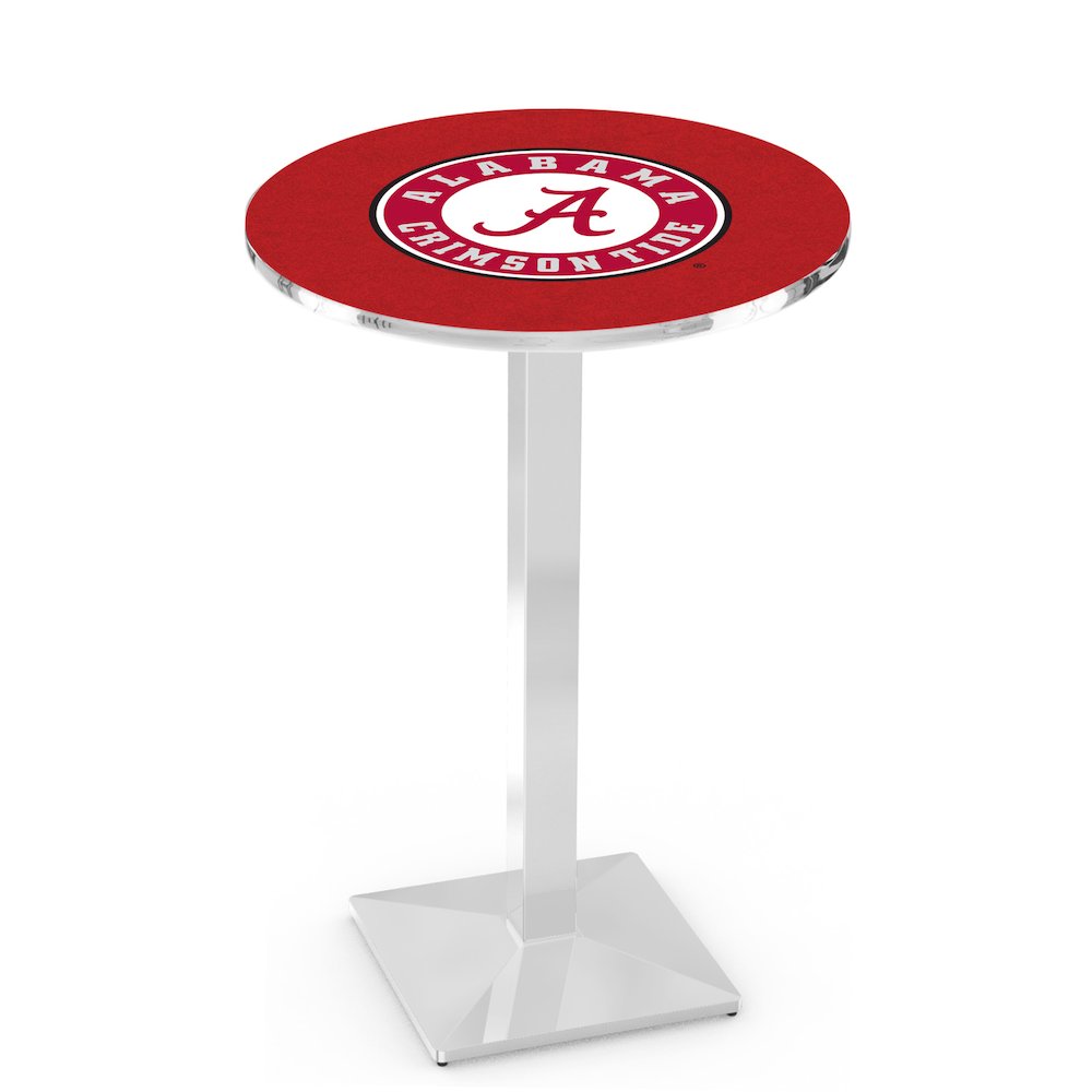 L217 University of Alabama (Script A)  42' Tall - 36' Top Pub Table w/ Chrome Finish. Picture 1