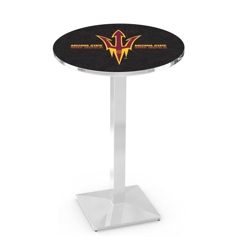 L217 Arizona State University (Pitchfork) 42' Tall - 36' Top Pub Table w/ Chrome Finish. Picture 1