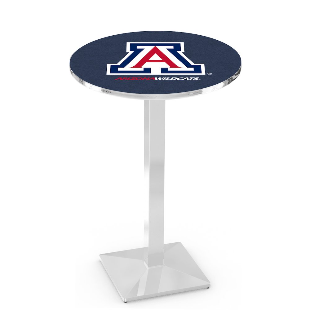 L217 University of Arizona 42' Tall - 36' Top Pub Table w/ Chrome Finish. Picture 1
