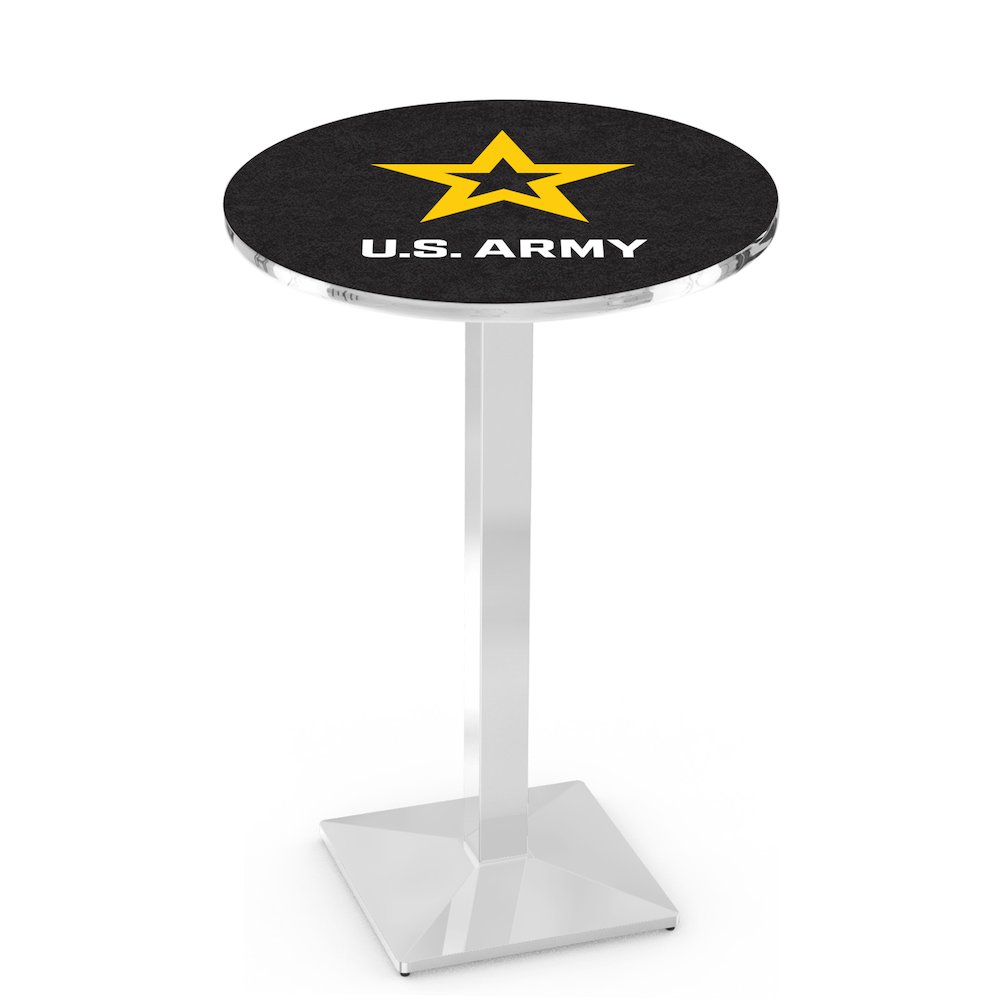 L217 United States Army 42" Tall - 36" Top Pub Table with Chrome Finish. Picture 1