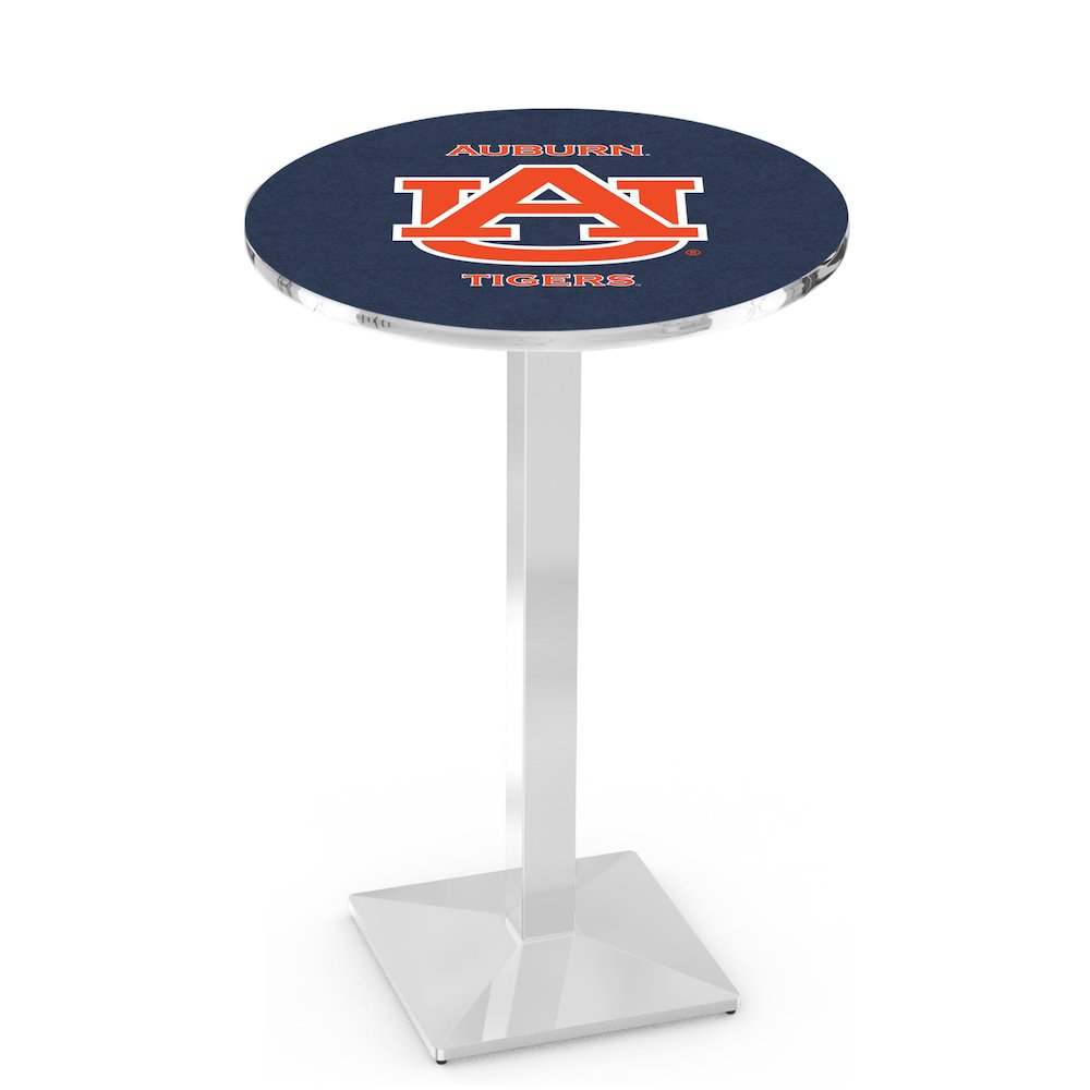 L217 Auburn University 42' Tall - 36' Top Pub Table w/ Chrome Finish. Picture 1