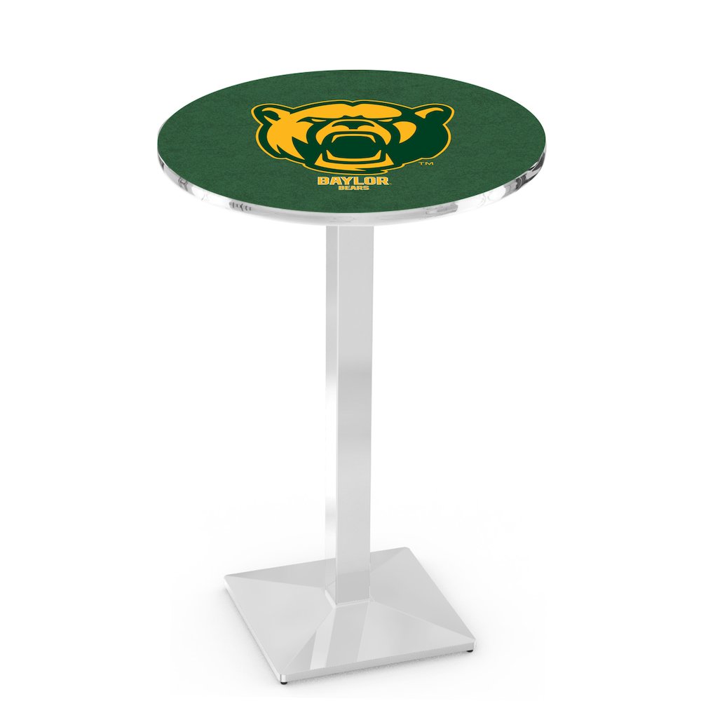 L217 Baylor University 42" Tall - 36" Top Pub Table with Chrome Finish. Picture 1