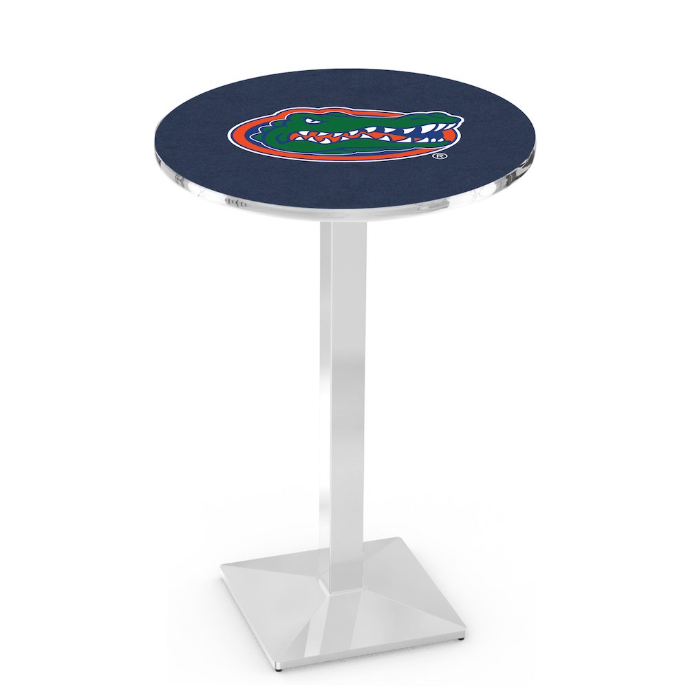 L217 University of Florida 42' Tall - 36' Top Pub Table w/ Chrome Finish. Picture 1