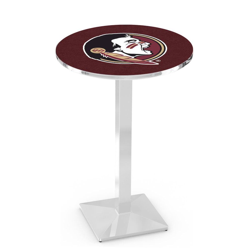 L217 Florida State (Head) 42" Tall - 36" Top Pub Table with Chrome Finish. Picture 1