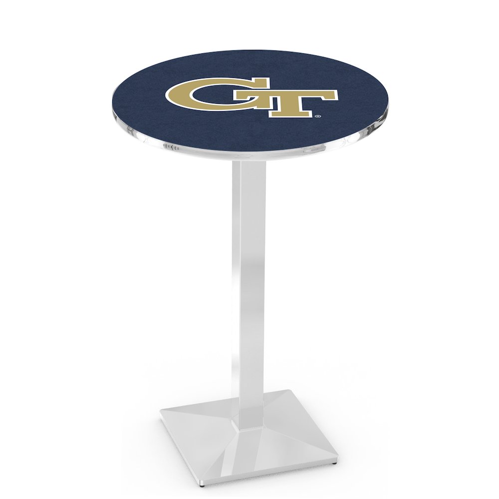L217 Georgia Tech 42' Tall - 36' Top Pub Table w/ Chrome Finish. Picture 1