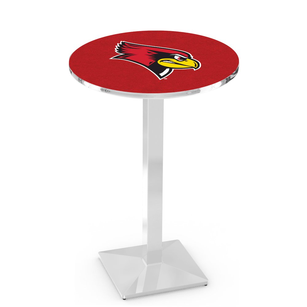 L217 Illinois State University 42' Tall - 36' Top Pub Table w/ Chrome Finish. Picture 1