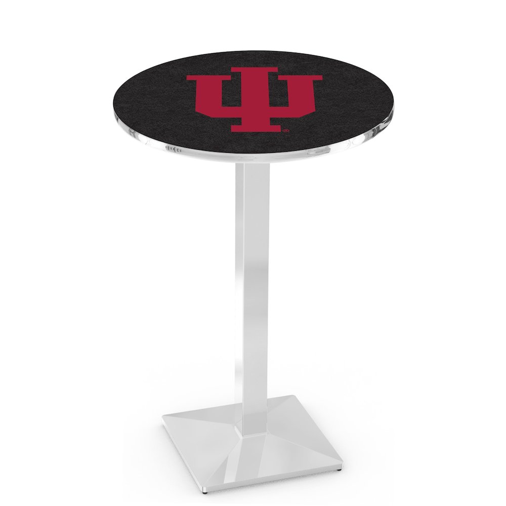 L217 Indiana University 42" Tall - 36" Top Pub Table with Chrome Finish. Picture 1