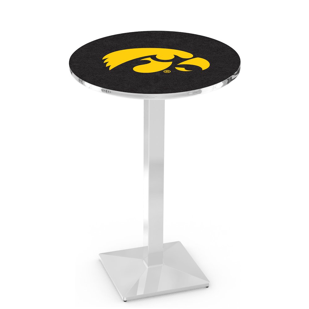 L217 University of Iowa 42" Tall - 36" Top Pub Table with Chrome Finish. Picture 1