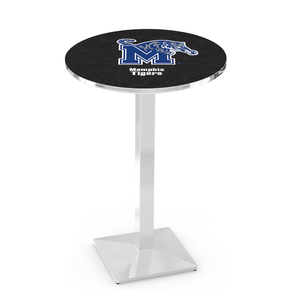 L217 University of Memphis 42' Tall - 36' Top Pub Table w/ Chrome Finish. Picture 1