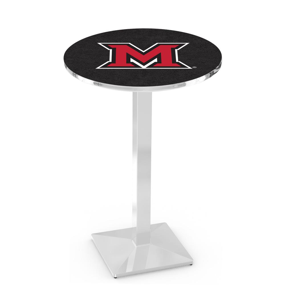 L217 Miami University (OH) 42' Tall - 36' Top Pub Table w/ Chrome Finish. Picture 1