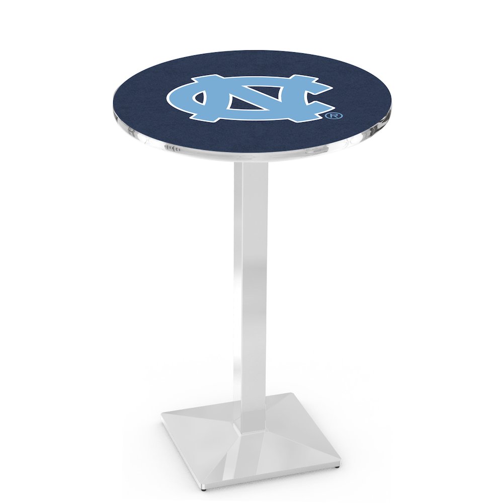L217 University of North Carolina 42' Tall - 36' Top Pub Table w/ Chrome Finish. Picture 1