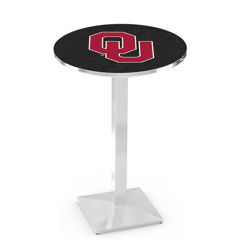 L217 Oklahoma University 42" Tall - 36" Top Pub Table with Chrome Finish. Picture 1