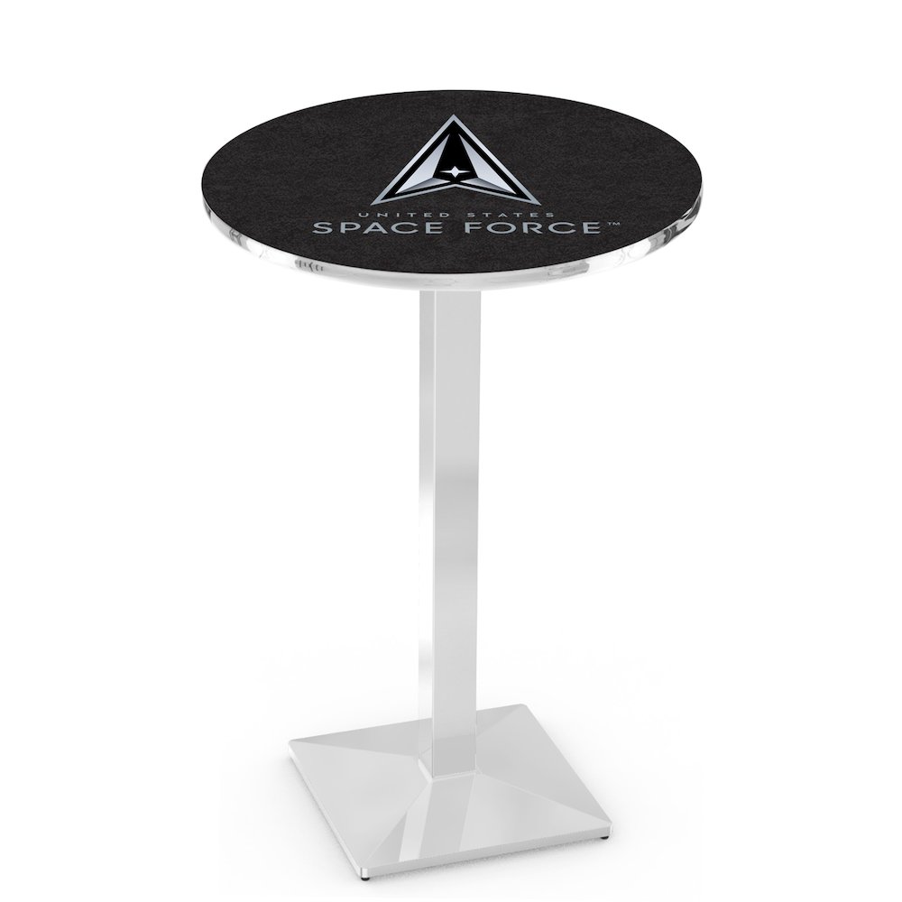 United States Space Force 42" Tall - 36" Top Pub Table with Chrome Finish. Picture 1