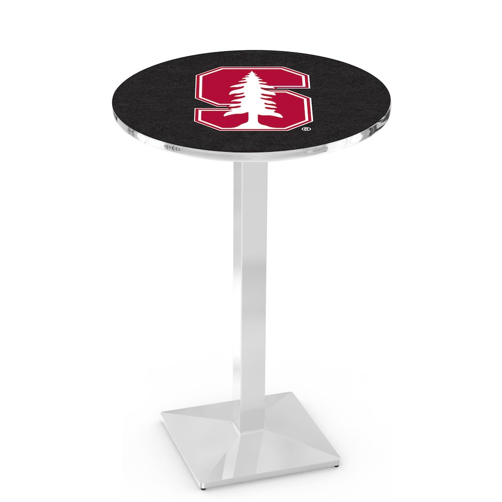 L217 Stanford University 42' Tall - 36' Top Pub Table w/ Chrome Finish. Picture 1