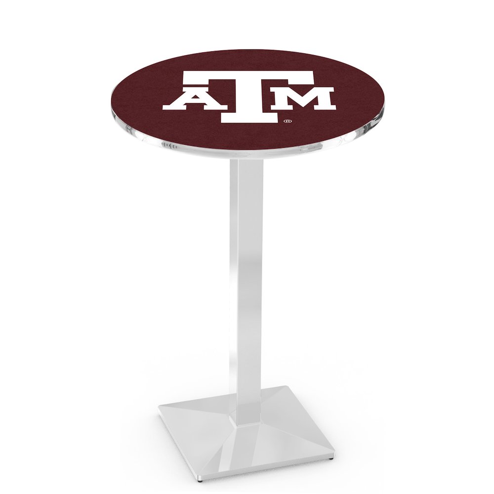 L217 Texas A&M 42" Tall - 36" Top Pub Table with Chrome Finish. Picture 1
