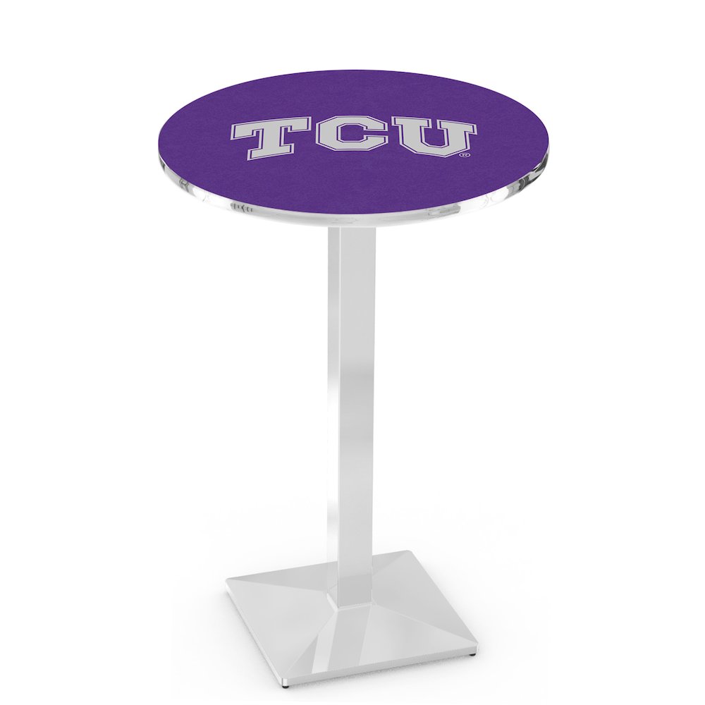 L217 Texas Christian University 42' Tall - 36' Top Pub Table w/ Chrome Finish. Picture 1