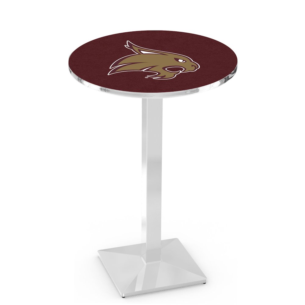 L217 Texas State University 42" Tall - 36" Top Pub Table with Chrome Finish. Picture 1