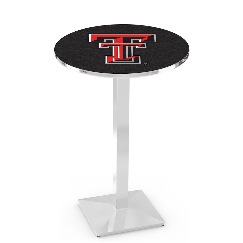 L217 Texas Tech University 42" Tall - 36" Top Pub Table with Chrome Finish. Picture 1