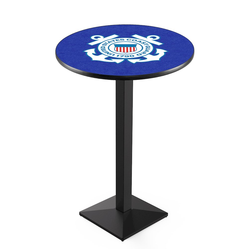 L217 United States Coast Guard 42' Tall - 36' Top Pub Table w/ Black Wrinkle Finish. Picture 1