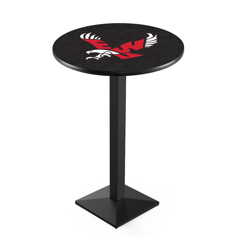 L217 Eastern Washington University 42' Tall - 36' Top Pub Table w/ Black Wrinkle Finish. Picture 1