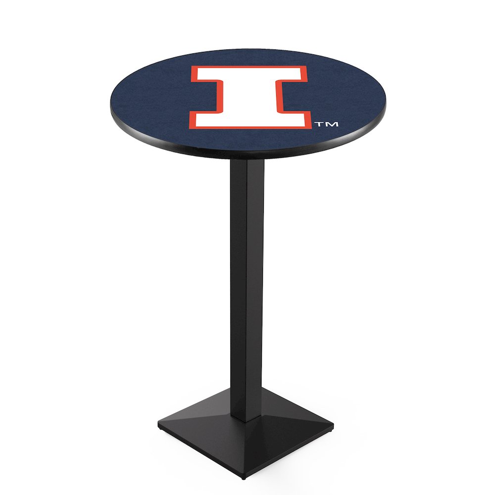L217 University of Illinois 42' Tall - 36' Top Pub Table w/ Black Wrinkle Finish. Picture 1